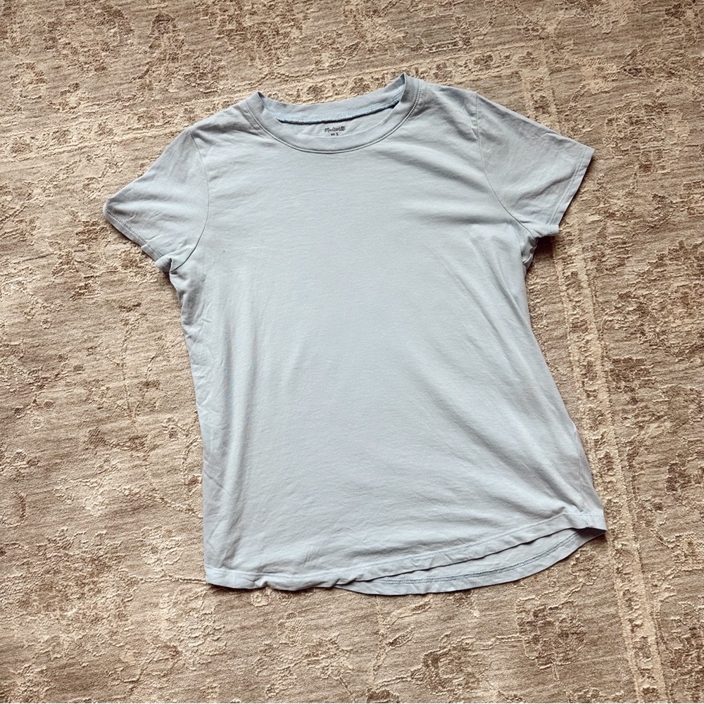 Madewell 100% Cotton Tee Women's Light Blue T-Shirt Top Casual Short Sleeve Sz S